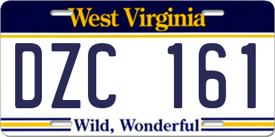WV license plate DZC161