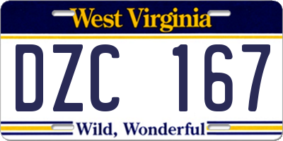 WV license plate DZC167