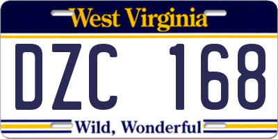 WV license plate DZC168
