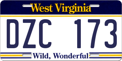 WV license plate DZC173