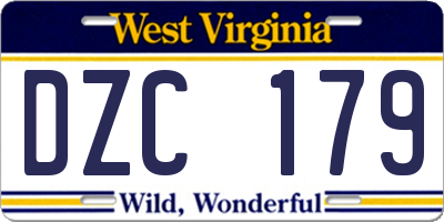WV license plate DZC179