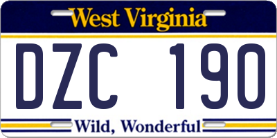 WV license plate DZC190