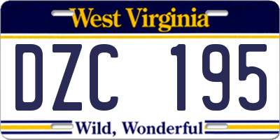 WV license plate DZC195