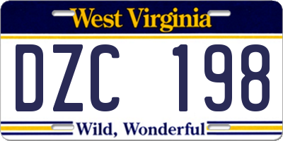 WV license plate DZC198