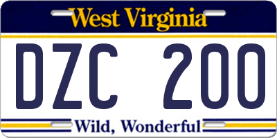 WV license plate DZC200