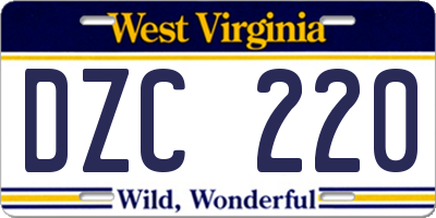 WV license plate DZC220
