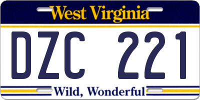 WV license plate DZC221