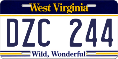 WV license plate DZC244