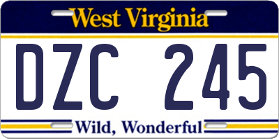 WV license plate DZC245