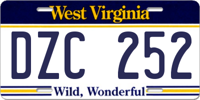 WV license plate DZC252