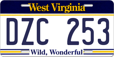 WV license plate DZC253