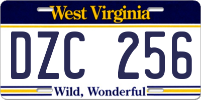 WV license plate DZC256