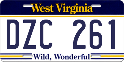 WV license plate DZC261