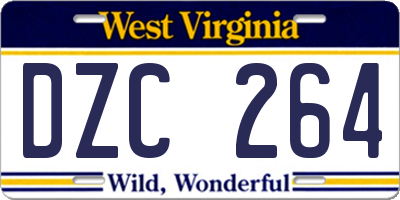 WV license plate DZC264