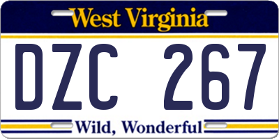 WV license plate DZC267