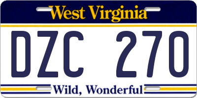 WV license plate DZC270