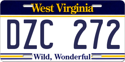 WV license plate DZC272