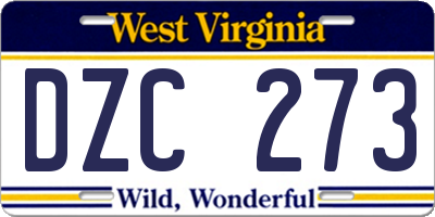 WV license plate DZC273