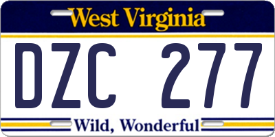WV license plate DZC277