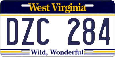 WV license plate DZC284