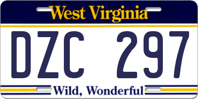 WV license plate DZC297