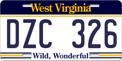 WV license plate DZC326