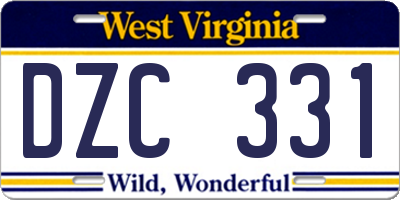 WV license plate DZC331