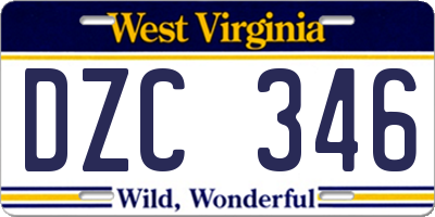 WV license plate DZC346