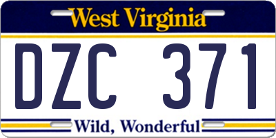 WV license plate DZC371