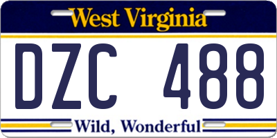 WV license plate DZC488
