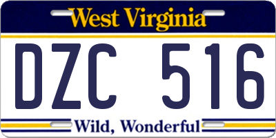 WV license plate DZC516