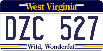 WV license plate DZC527