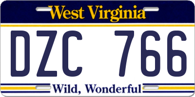 WV license plate DZC766