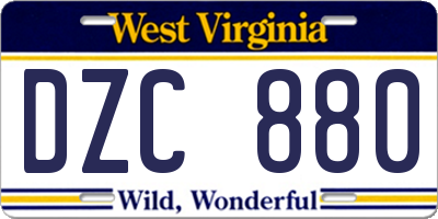 WV license plate DZC880