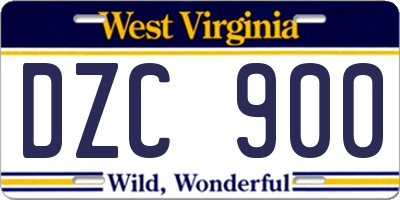 WV license plate DZC900