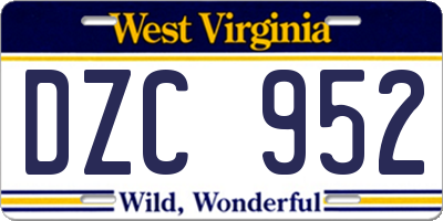 WV license plate DZC952
