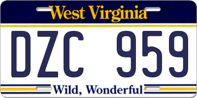 WV license plate DZC959