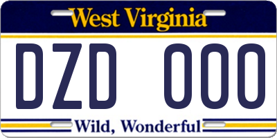 WV license plate DZD000
