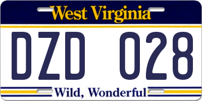 WV license plate DZD028