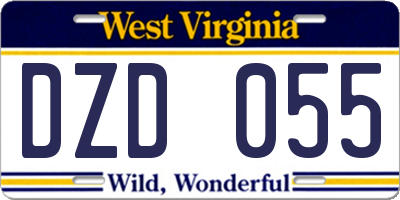 WV license plate DZD055