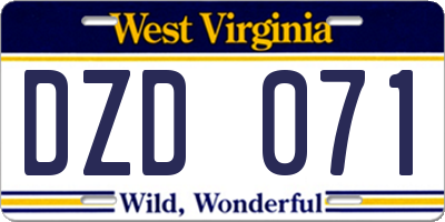 WV license plate DZD071