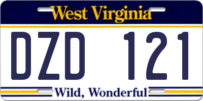 WV license plate DZD121