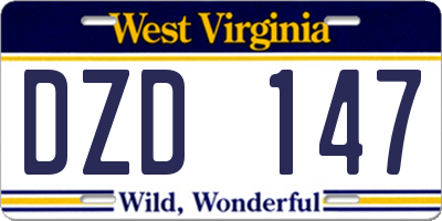 WV license plate DZD147