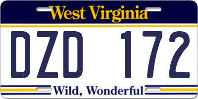 WV license plate DZD172