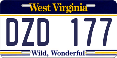 WV license plate DZD177
