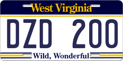 WV license plate DZD200