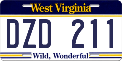WV license plate DZD211