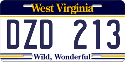 WV license plate DZD213