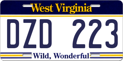 WV license plate DZD223