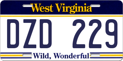 WV license plate DZD229